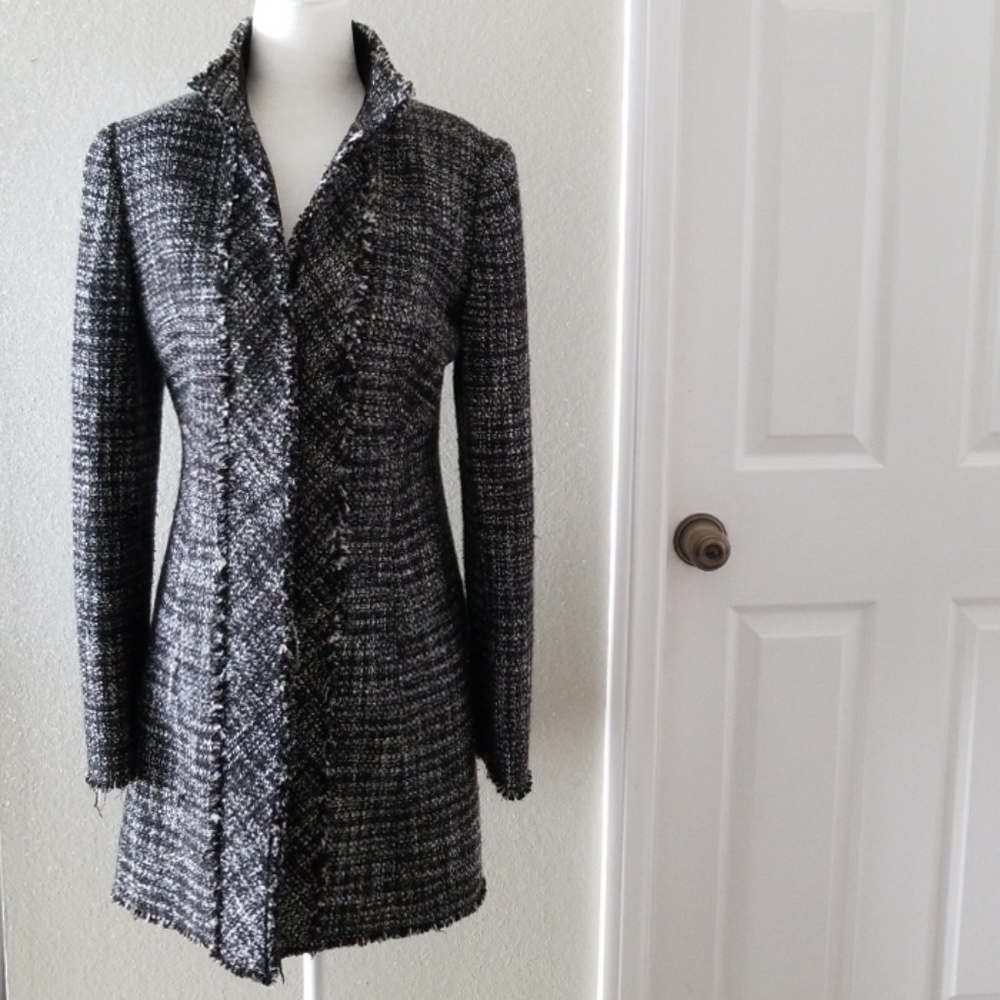 White House Black Market Sparkle Tweed Car Coat